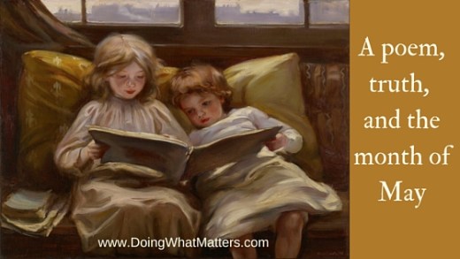 A poem, truth, and the month of May illustrated by "Interesting Story" by Laura MuntzLyall, 1898.