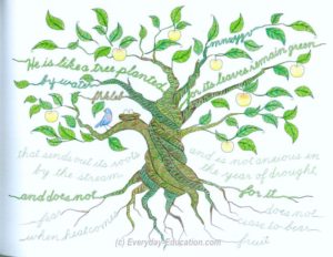 A tree of life coloring page from The Art of Cursive