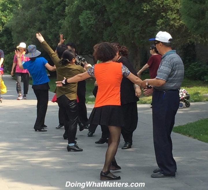 Dancing in the park at the Temple of Heaven. 