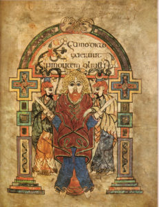 The arrest of Christ as depicted in the Book of Kells. 