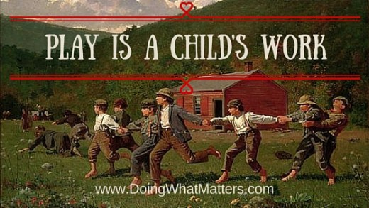 Play is a child's work; based on Winslow Homer's "Snap the Whip"