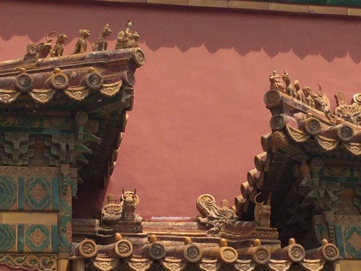 Roof ornaments at the Forbidden City, Beijing, China.