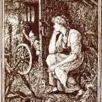 Can you spin straw into gold? An illustration for Rumplestilskin from The Blue Fairy Book by Andrew Lang.