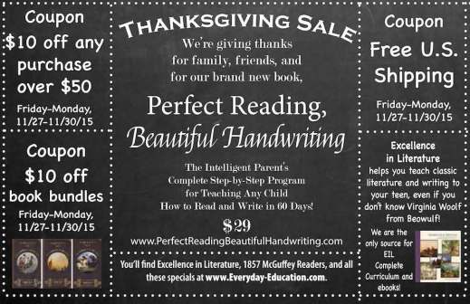 2015 Thanksgiving Sale for Excellence in Literature and more!