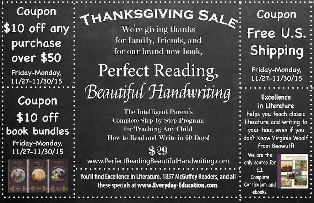2015 Thanksgiving Sale for Excellence in Literature and more!