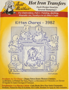 Aunt Martha's tea towel transfers for days of the week organization.