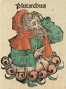 Plutarch, as depicted in the Nuremberg Chronicles, 1493.