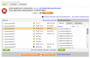 The domain provider will offer alternatives. 